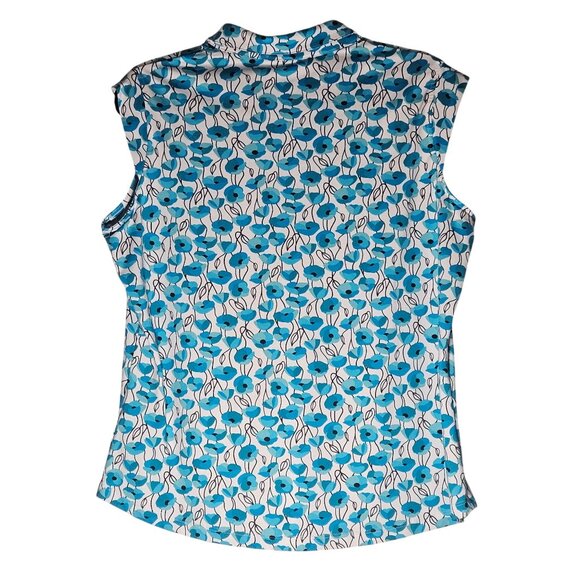Tails Women’s Blue Floral Sleeveless Top XL – Resortcore, Clean Girl, Summer Bri - Picture 3 of 10